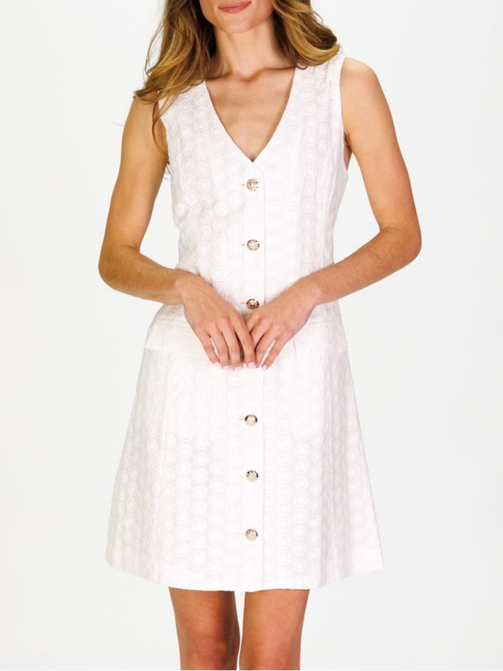 Duffield Lane Hettie Dress in White Embroidered Floral